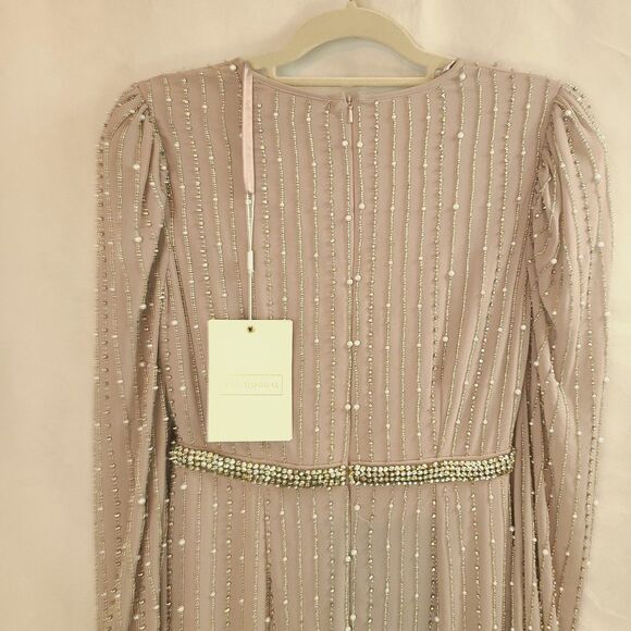 New MAC DUGGAL (93622) Vintage Lilac Beaded Long Sleeve Embellished Dress (18) - Picture 6 of 14